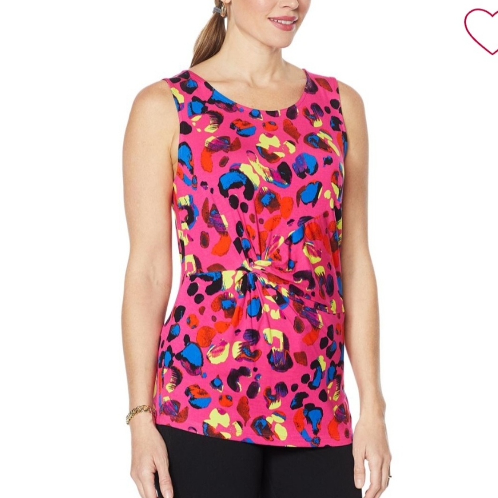 An IMAN Global Chic Knot-Front Printed Tank